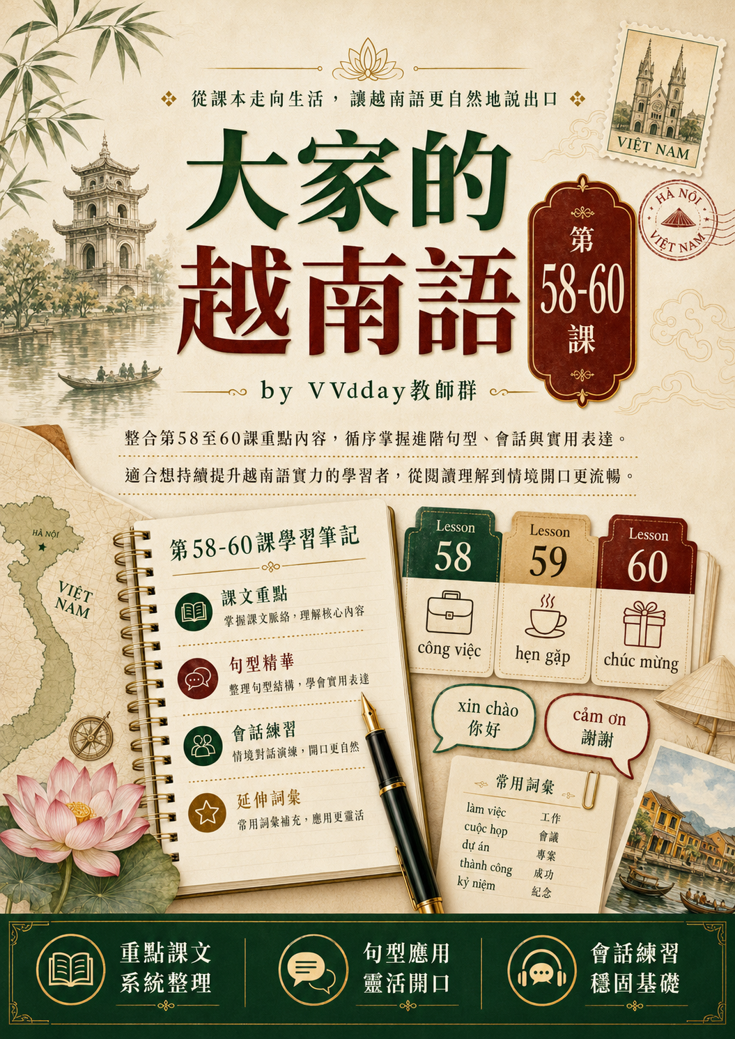 【VN504】大家的越南語第58-60課 by VVday教師群 (圖文影音課)